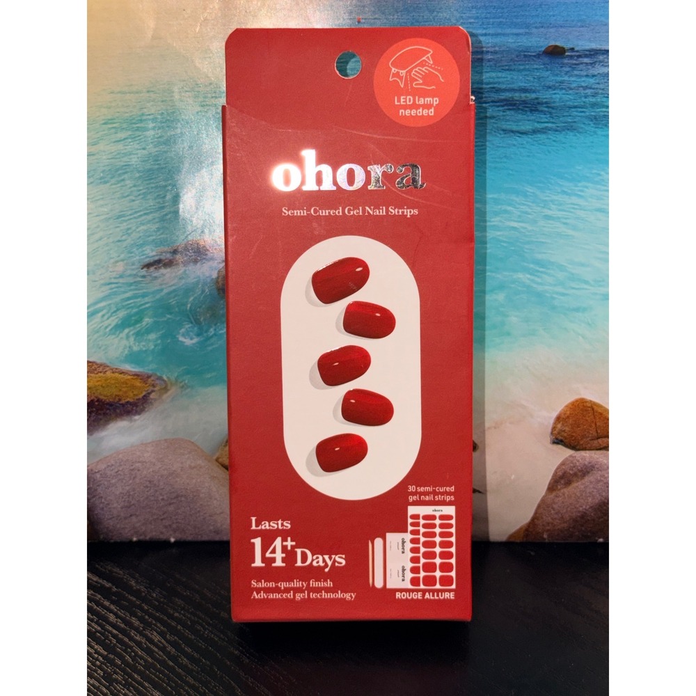 Ohora Rouge Allure Semi-Cured Gel Nail Strips NB-005-T Red 30pc NEW